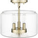 Asheville 3 Light 11 inch Modern Gold Semi-Flush Mount Ceiling Light
